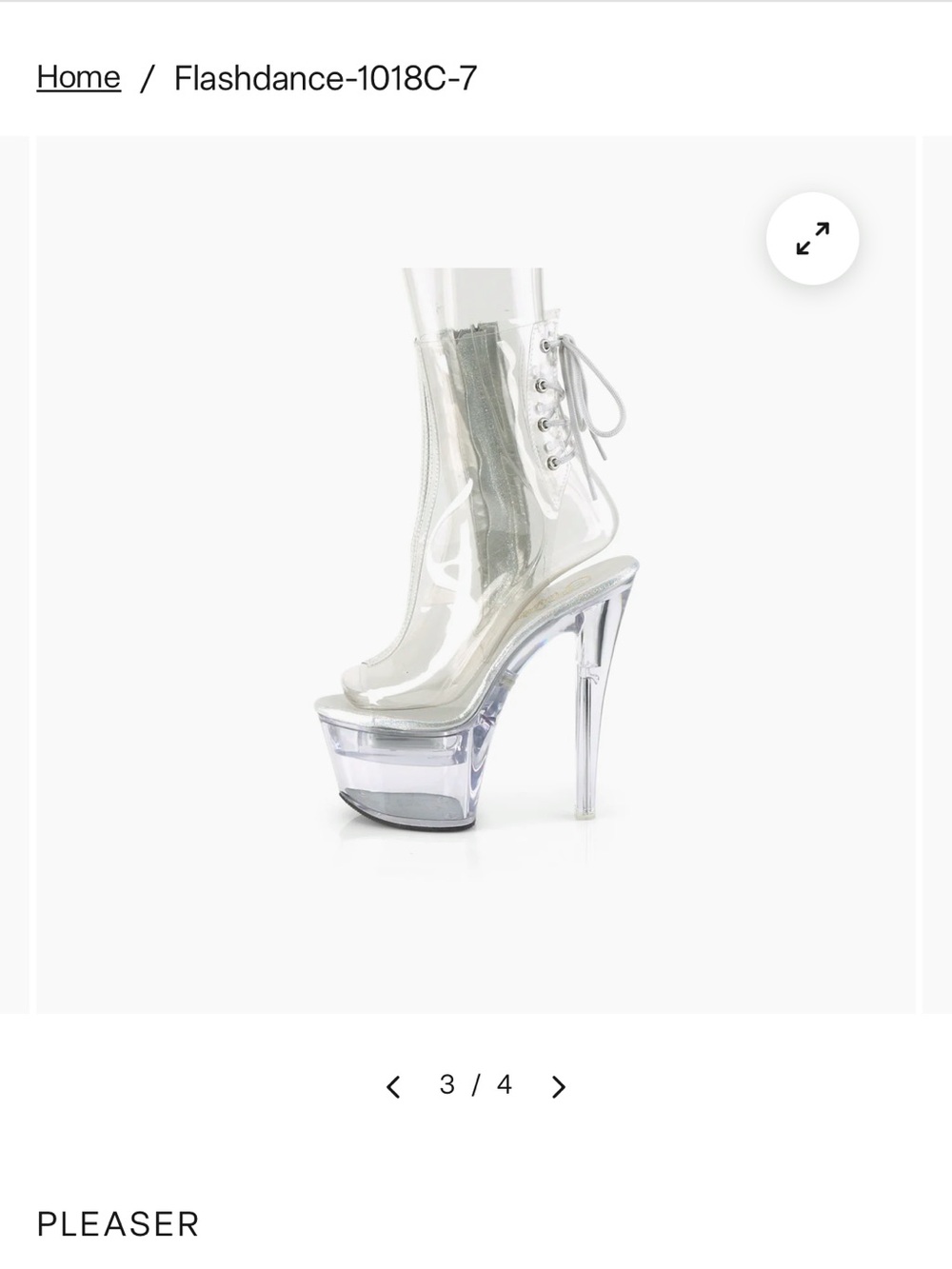 Pleaser Clear Lucite Platform Lace-Up Ankle Boots